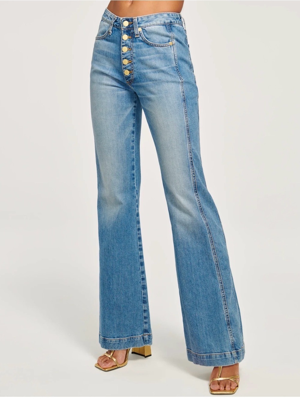 Ramy Brook Tatum Wide Leg Jean
Gold Button High Rise Light Wash Denim size 23